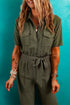 Modern Edge Utility Half Button Belted Wide Leg Jumpsuit
